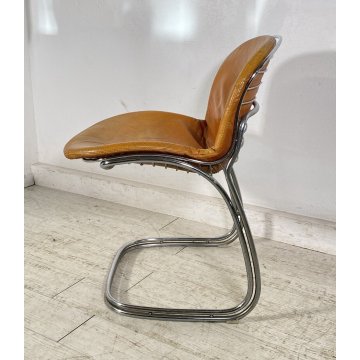 SEDIA DESIGN GASTONE RINALDI MODELLO "SABRINA" PER RIMA ANNI 70 PELLE METALLO