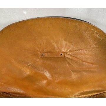 SEDIA DESIGN GASTONE RINALDI MODELLO "SABRINA" PER RIMA ANNI 70 PELLE METALLO