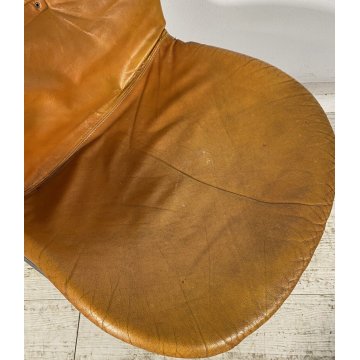 SEDIA DESIGN GASTONE RINALDI MODELLO "SABRINA" PER RIMA ANNI 70 PELLE METALLO