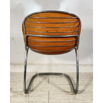 SEDIA DESIGN GASTONE RINALDI MODELLO "SABRINA" PER RIMA ANNI 70 PELLE METALLO