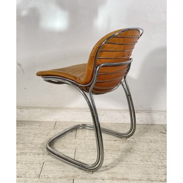 SEDIA DESIGN GASTONE RINALDI MODELLO "SABRINA" PER RIMA ANNI 70 PELLE METALLO