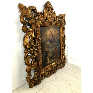 ANTICO DIPINTO OLIO "Madonna del Rosario" GESU' SAN FRANCESCO SANT'ANTONIO '600