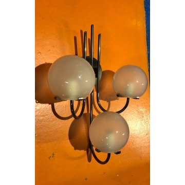 APPLIQUE LAMPADA da PARETE DESIGN Tito Agnoli  OLuce OTTONE CROMATO VETRO 1960