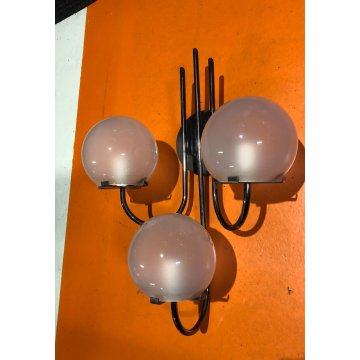 APPLIQUE LAMPADA da PARETE DESIGN Tito Agnoli  OLuce OTTONE CROMATO VETRO 1960