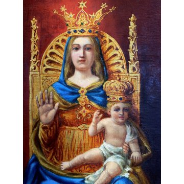 ANTICO DIPINTO RITRATTO MADONNA GESU BAMBINO B.ta V.ne Dell' Aiuto BUSTO ARSIZIO