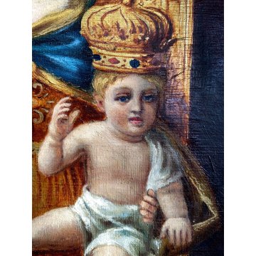 ANTICO DIPINTO RITRATTO MADONNA GESU BAMBINO B.ta V.ne Dell' Aiuto BUSTO ARSIZIO