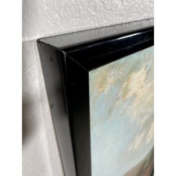 GRANDE DIPINTO OLIO TELA VIAGGIO PASSEGGERI TRENO VAPORE BORGHESIA FIRMATO '800