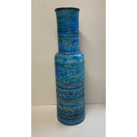 VASO VINTAGE MCM Aldo Londi BITOSSI ceramica BLU RIMINI ITALY ANNI 60 OLD VASE
