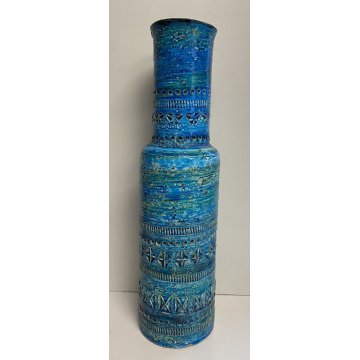 VASO VINTAGE MCM Aldo Londi BITOSSI ceramica BLU RIMINI ITALY ANNI 60 OLD VASE