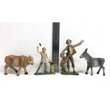 Lotto 50 pz STATUINE PRESEPE PASTA PLASTICA VARIE EPOCHE SACRA FAMIGLIA ANIMALI