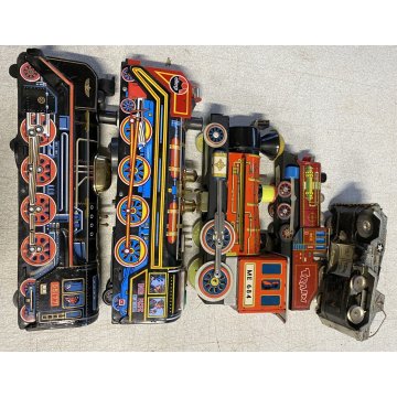 lotto 5 pz GIOCATTOLO LATTA BATTERIE  treni carro armato TOYS locomotiva trains