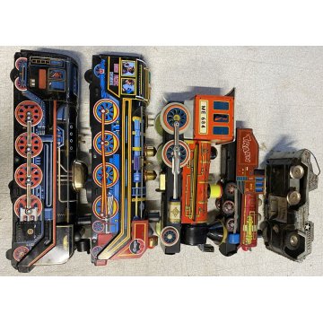 lotto 5 pz GIOCATTOLO LATTA BATTERIE  treni carro armato TOYS locomotiva trains