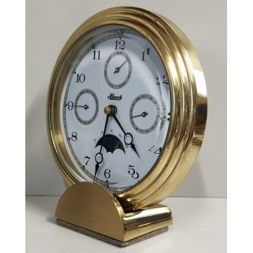 HERMLE Moon Phase VINTAGE DESK CLOCK quartz OROLOGIO TAVOLO ottone CALENDARIO