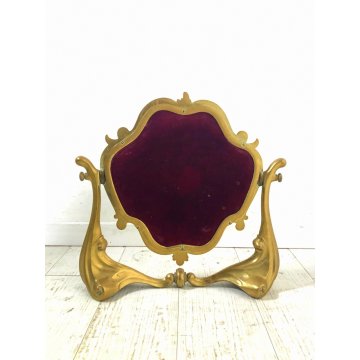 ANTICA PSICHE SPECCHIO BASCULANTE TAVOLO SPECCHIERA BRONZO DORATO Art Nouveau