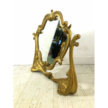 ANTICA PSICHE SPECCHIO BASCULANTE TAVOLO SPECCHIERA BRONZO DORATO Art Nouveau