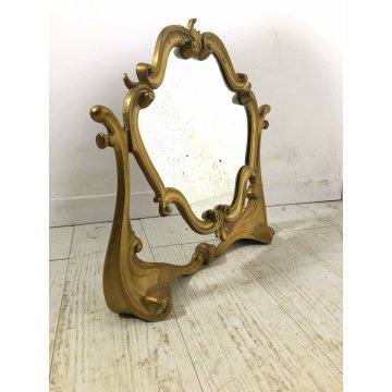 ANTICA PSICHE SPECCHIO BASCULANTE TAVOLO SPECCHIERA BRONZO DORATO Art Nouveau