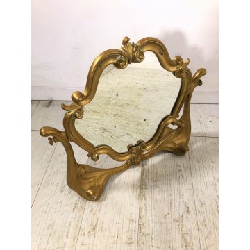 ANTICA PSICHE SPECCHIO BASCULANTE TAVOLO SPECCHIERA BRONZO DORATO Art Nouveau