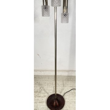 LAMPADA DA TERRA PIANTANA FLOOR LAMP ANNI 70 METALLO CROMATO VETRO 6 PUNTI LUCE