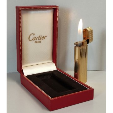 Must de Cartier ACCENDINO TASCA GODRON Plaque or Paris VINTAGE LIGHTER BRIQUET