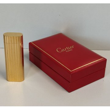 Must de Cartier ACCENDINO TASCA GODRON Plaque or Paris VINTAGE LIGHTER BRIQUET