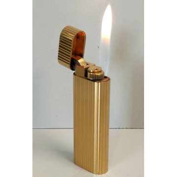 Must de Cartier ACCENDINO TASCA GODRON Plaque or Paris VINTAGE LIGHTER BRIQUET