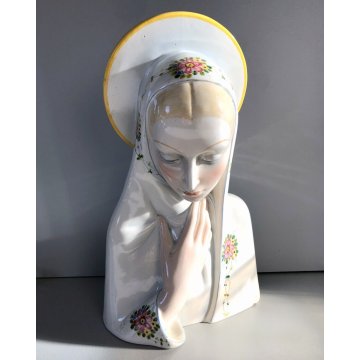 ANTICA SCULTURA CERAMICA Ronzan MADONNA BUSTO FIGURA VERGINE MARIA INIZIO '900