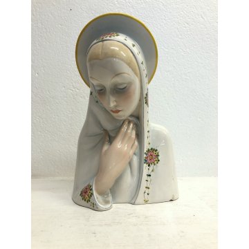 ANTICA SCULTURA CERAMICA Ronzan MADONNA BUSTO FIGURA VERGINE MARIA INIZIO '900