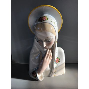 ANTICA SCULTURA CERAMICA Ronzan MADONNA BUSTO FIGURA VERGINE MARIA INIZIO '900