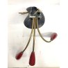 COPPIA APPLIQUE LAMPADA DA PARETE VINTAGE Spider / Sputnik STILNOVO ROSSO '50s