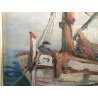 ANTICO QUADRO MARINA GOLFO NAPOLI VEDUTA PESCATORI PRIMi '900 barca tavola olio