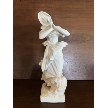 ANTICA SCULTURA CERAMICA biscuit Meissen GIOVANE DONNA SPIGHE SOGGETTO XIX sec.