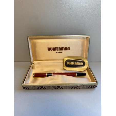 PENNA A SFERA WATERMAN VINTAGE BALLPOINT PEN NERO MARRONE DORATA DESIGN STILO