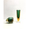 SET VASO + SVUOTATASCHE SCULTURA BLOCCO VETRO SOMMERSO MURANO Mandruzzato '60
