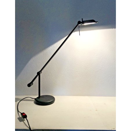 LAMPADA TAVOLO BRACCIO ORIENTABILE ALOGENA METALLO NERO POSTMODERN DESK LAMP '80