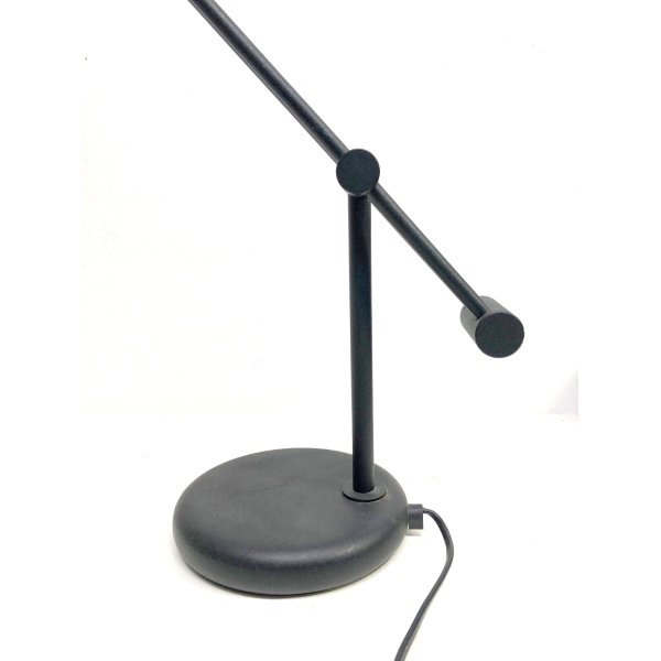 LAMPADA TAVOLO BRACCIO ORIENTABILE ALOGENA METALLO NERO POSTMODERN DESK LAMP '80