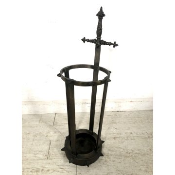 PORTAOMBRELLI VINTAGE OTTONE DECORO SPADA MEDIOEVALE TOOL HOLDER UMBRELLA STAND