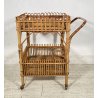 CARRELLO BAR RATTAN BAMBU VINTAGE 1960 VIMINI CARRELLINO ROTELLE PORTA VIVANDE