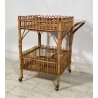 CARRELLO BAR RATTAN BAMBU VINTAGE 1960 VIMINI CARRELLINO ROTELLE PORTA VIVANDE