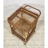 CARRELLO BAR RATTAN BAMBU VINTAGE 1960 VIMINI CARRELLINO ROTELLE PORTA VIVANDE
