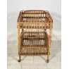 CARRELLO BAR RATTAN BAMBU VINTAGE 1960 VIMINI CARRELLINO ROTELLE PORTA VIVANDE