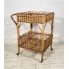 CARRELLO BAR RATTAN BAMBU VINTAGE 1960 VIMINI CARRELLINO ROTELLE PORTA VIVANDE