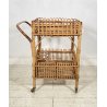 CARRELLO BAR RATTAN BAMBU VINTAGE 1960 VIMINI CARRELLINO ROTELLE PORTA VIVANDE