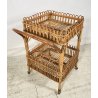 CARRELLO BAR RATTAN BAMBU VINTAGE 1960 VIMINI CARRELLINO ROTELLE PORTA VIVANDE