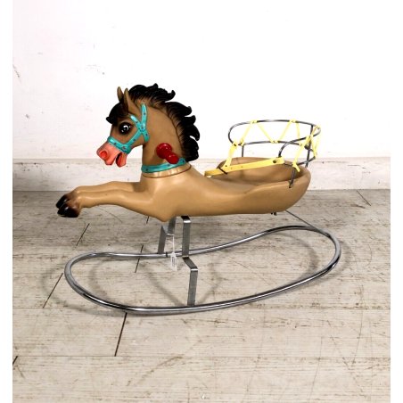 CAVALLO A DONDOLO CANOVA GIOCATTOLO VINTAGE PLASTICA ACCIAIO INOX ANNI '50