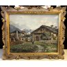QUADRO OLIO L. Cergoli PAESAGGIO MONTANO ALPEGGIO BAITE CONTADINA ALPI OSSOLA