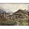 QUADRO OLIO L. Cergoli PAESAGGIO MONTANO ALPEGGIO BAITE CONTADINA ALPI OSSOLA
