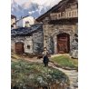 QUADRO OLIO L. Cergoli PAESAGGIO MONTANO ALPEGGIO BAITE CONTADINA ALPI OSSOLA