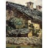 QUADRO OLIO L. Cergoli PAESAGGIO MONTANO ALPEGGIO BAITE CONTADINA ALPI OSSOLA