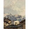 QUADRO OLIO L. Cergoli PAESAGGIO MONTANO ALPEGGIO BAITE CONTADINA ALPI OSSOLA