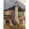 QUADRO OLIO L. Cergoli PAESAGGIO MONTANO ALPEGGIO BAITE CONTADINA ALPI OSSOLA